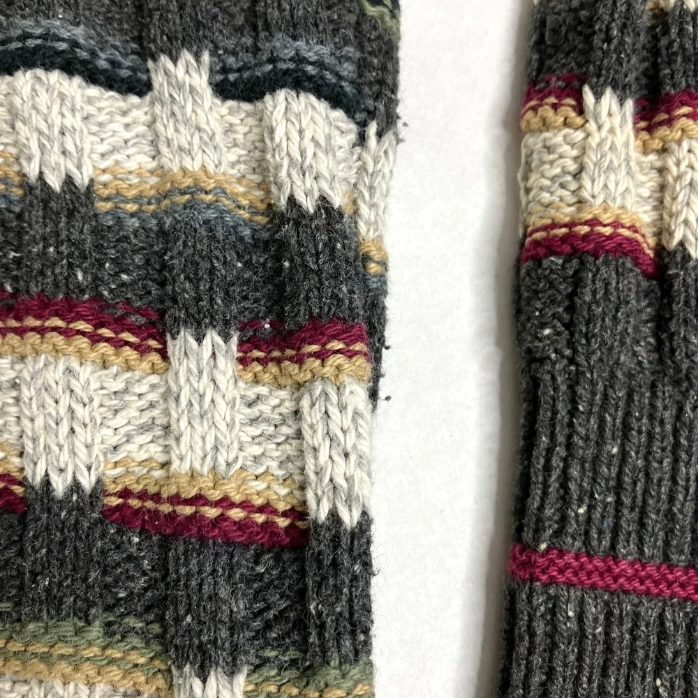 VTG 90s Croft & Barrow Sweater Mens M Striped Textured Knit Oversized Distressed